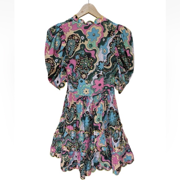 CeliaB Hortensia Mini Short Puff Sleeve Floral Belted Dress Sz XS - Picture 6 of 9